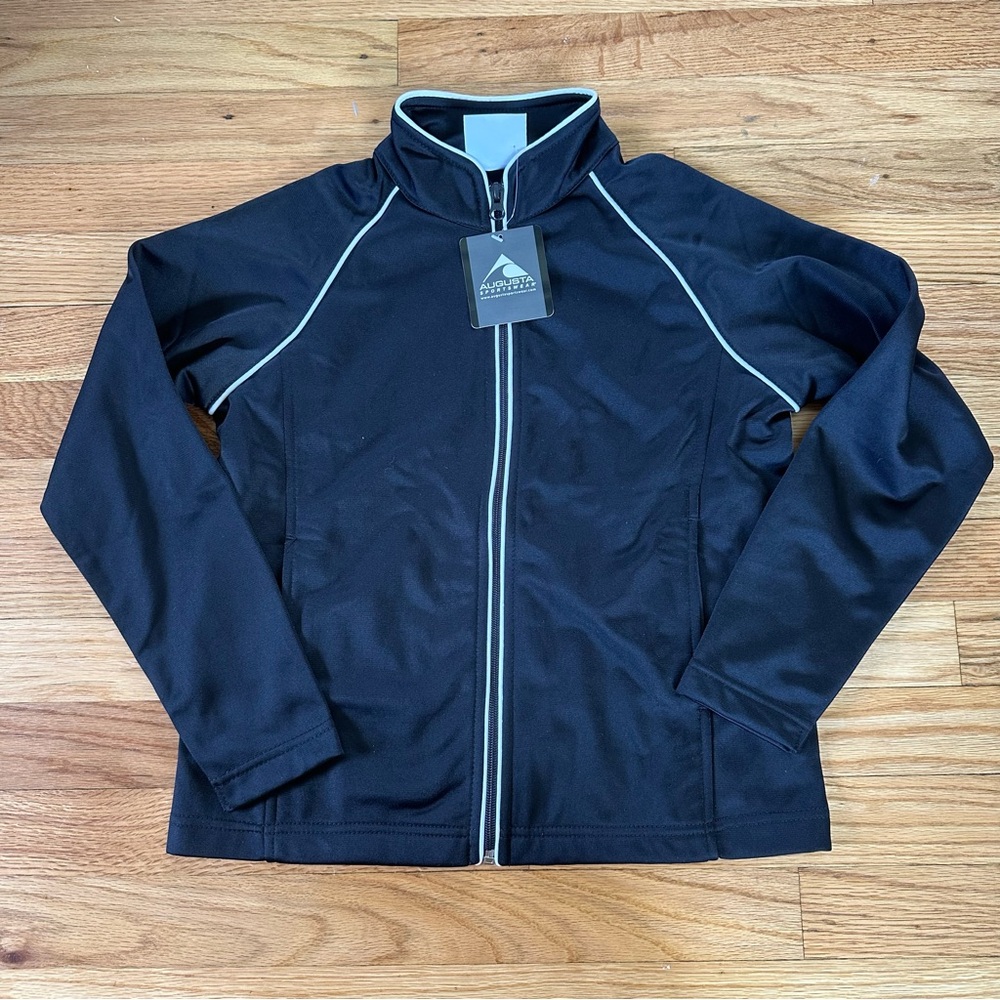 NWT Augusta Sportswear Girls Full Zip Athletic Jacket Black Sz M